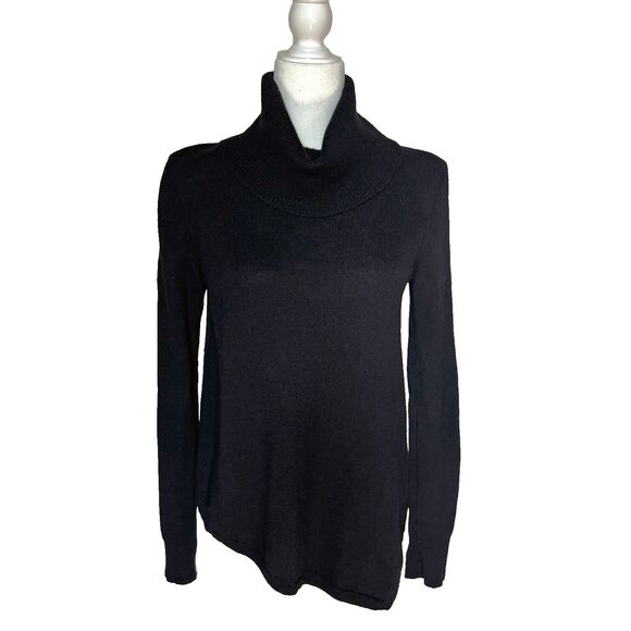 BCBG MAXAZRIA Black Merino Wool Cowl Neck Sweater Women’s M Minimalist artsy - Picture 1 of 7